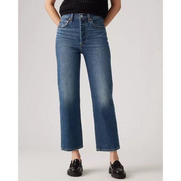 Levi's Ribcage button fly Straight Ankle Jeans Sz 32" - Picture 2 of 12